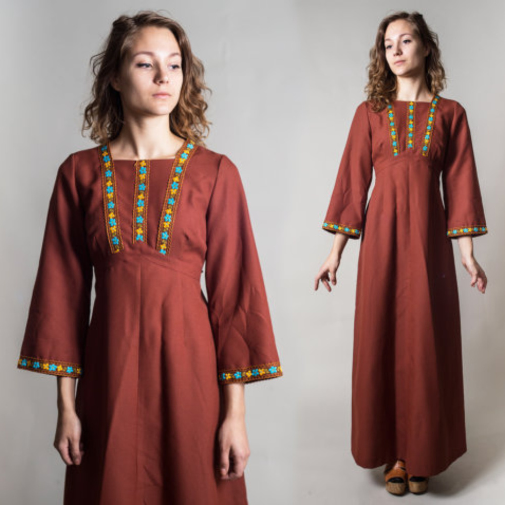 Vintage Boho Maxi Dress/ Tie-around Dress// Size S